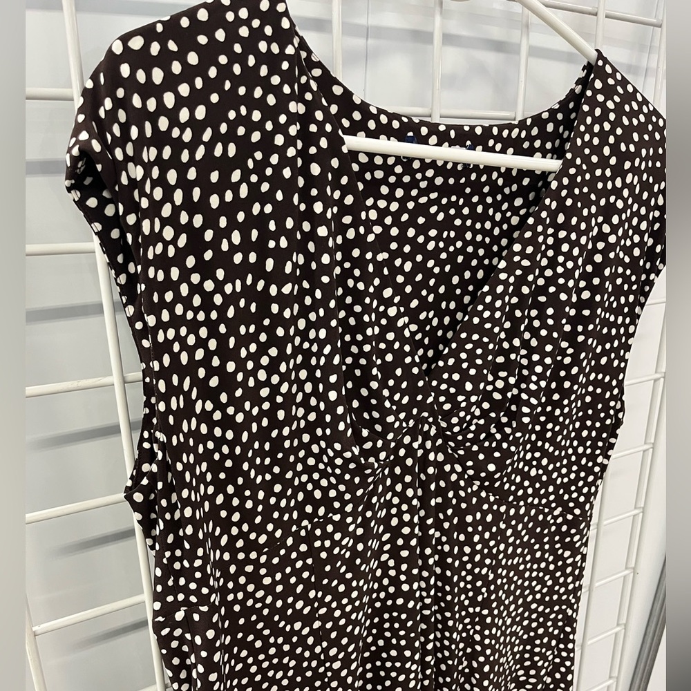 Adorable Swingy Vintage Chaps brown with cream polka dots dress